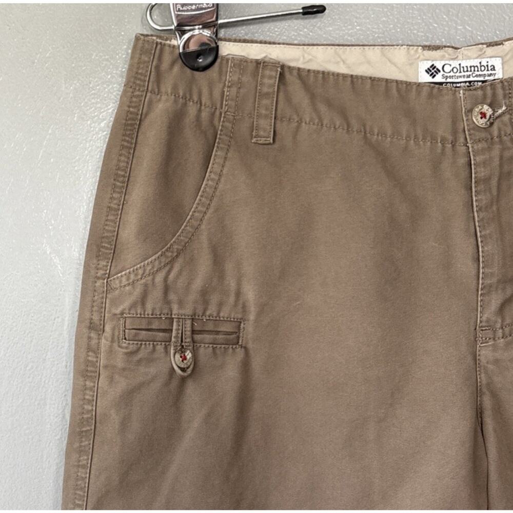Columbia Canvas Shorts Womens Size 10 Khaki Brown Hiking Gorpcore Granola Girl - Picture 2 of 9